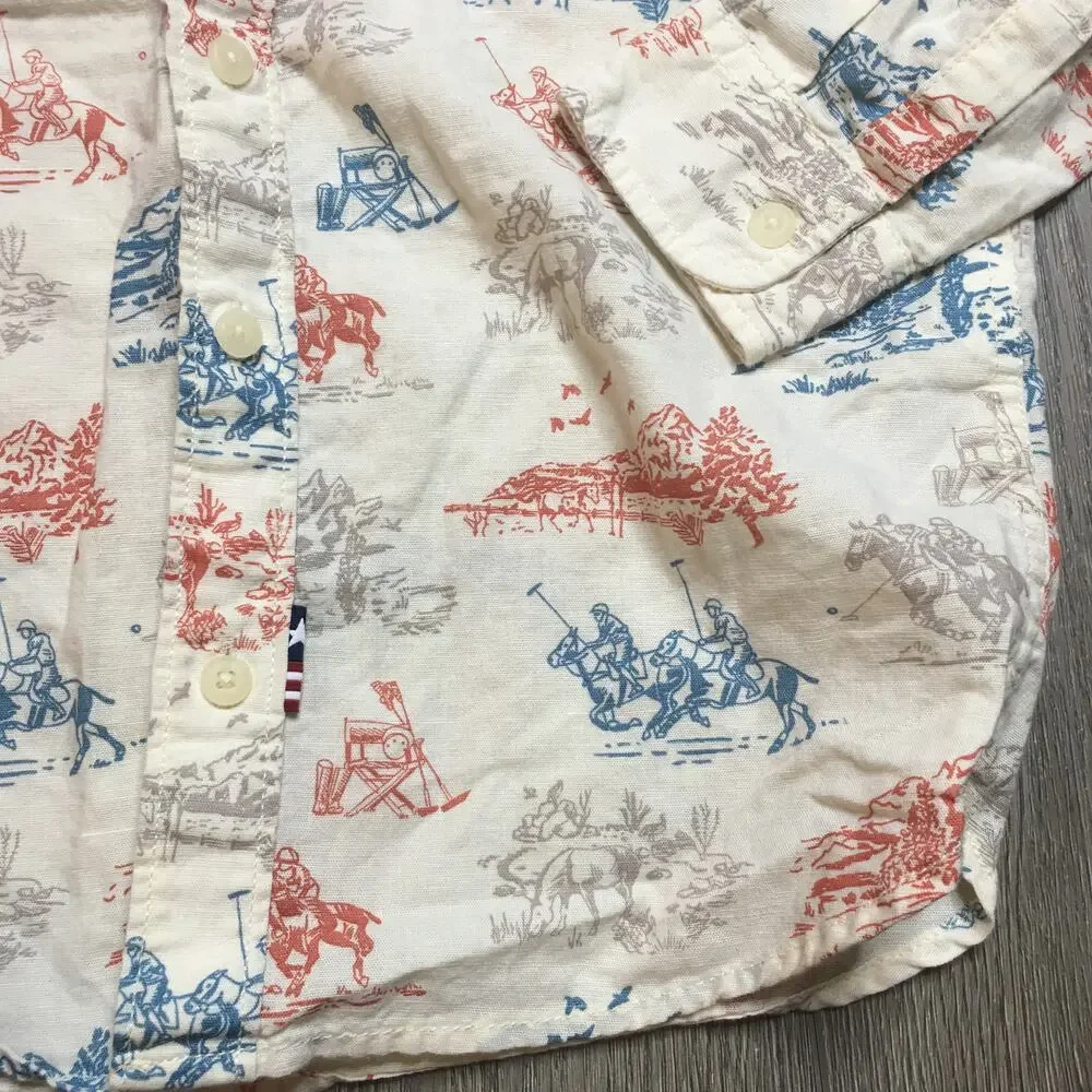 U.S. Polo Assn. Kids Boys Printed Casual Short Long Sleeve Multicolor Small